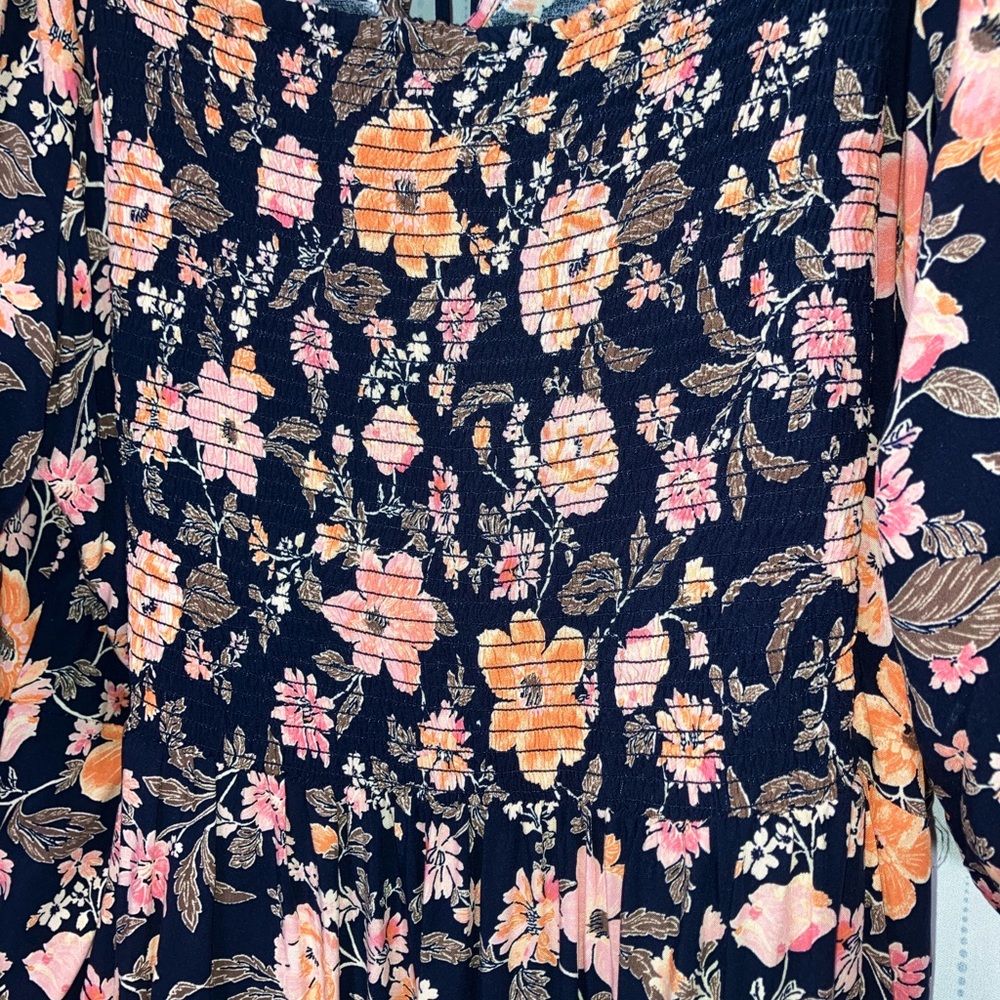 Old Navy XL puff sleeve Floral navy and Pink dress - Picture 5 of 12